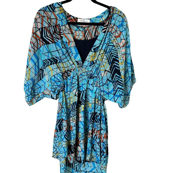 NORDSTROM Rylee & Quinn Lined Tunic Mini Dress Batik Print Size Medium - Picture 1 of 8